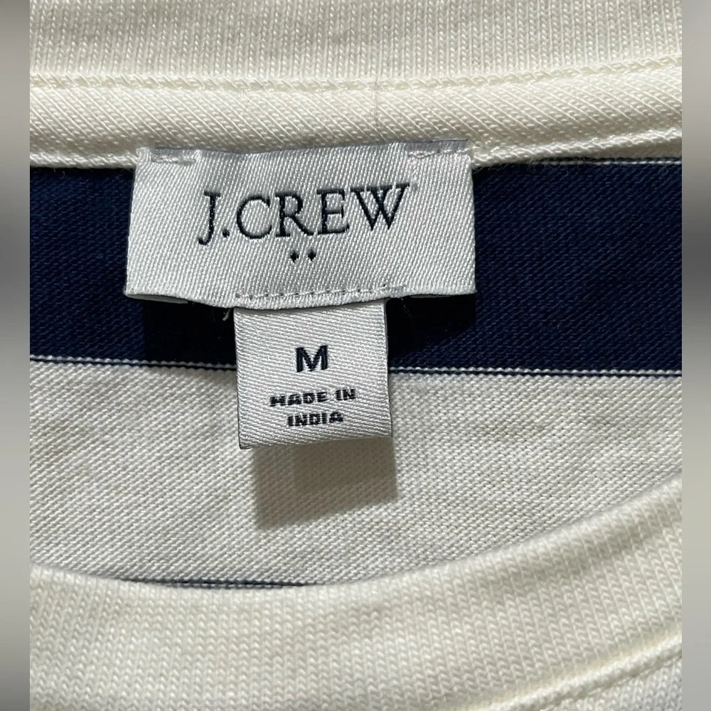 J. Crew Navy and White COASTAL Striped BUTTON SIDE TEE Top WOMEN SIZE M